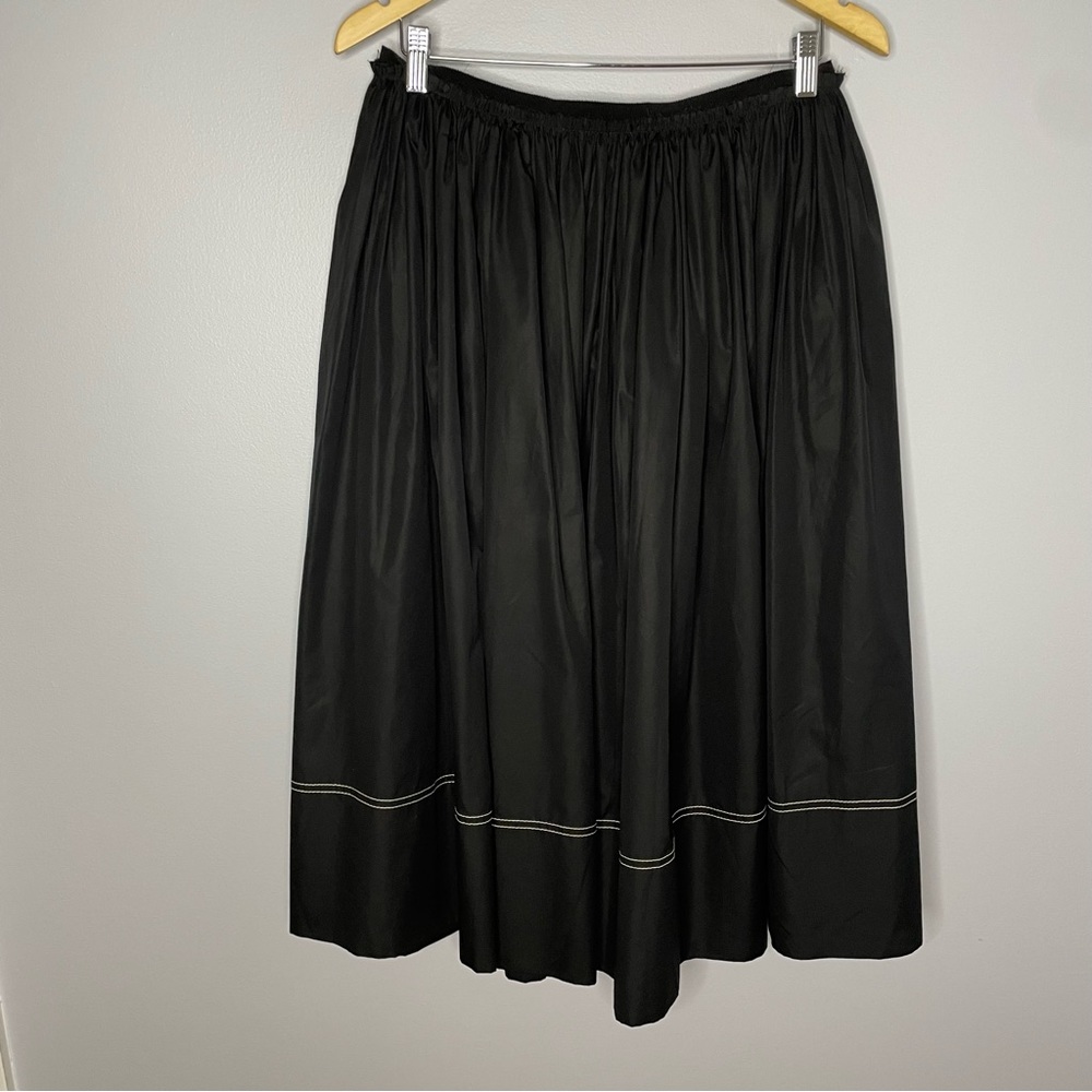 KHAITE Pleated Cotton-Poplin Midi Skirt In Black Women’s 12 - Picture 2 of 10